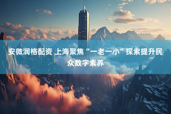 安微润格配资 上海聚焦“一老一小”探索提升民众数字素养